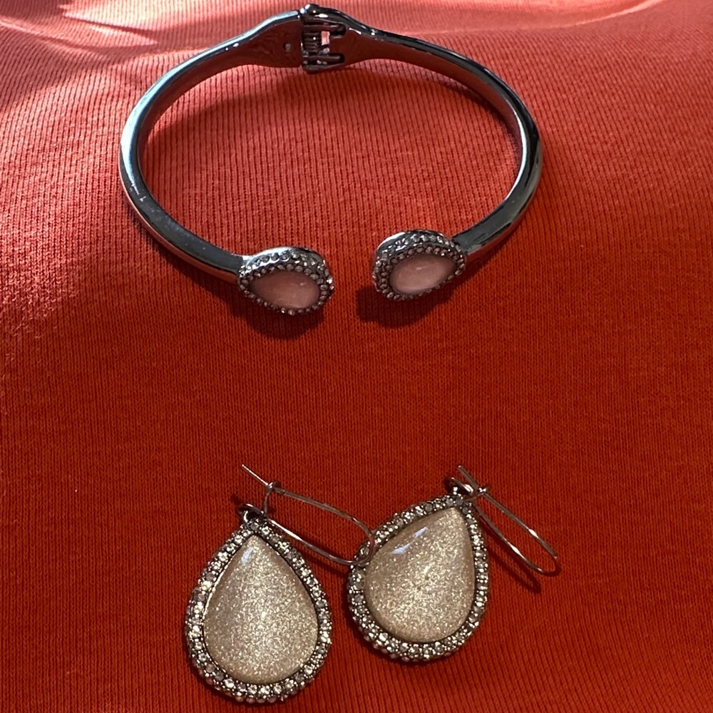 Chico's Silver Bracelet with Pink Accents